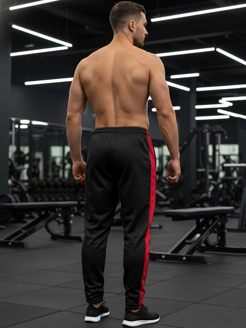 Men's Colorblock Patchwork Athletic Joggers Pants Trousers Fall Winter Cozy Warm Fleece Lined Sweatpants with Side Pockets