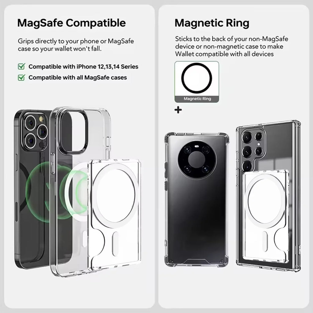 2026 Magnetic Clear PC Wallet Card Holder for iPhone 18 17 16 15 14 13 12 Pro Max Plus Mini Magsafe Case Cover Accessories