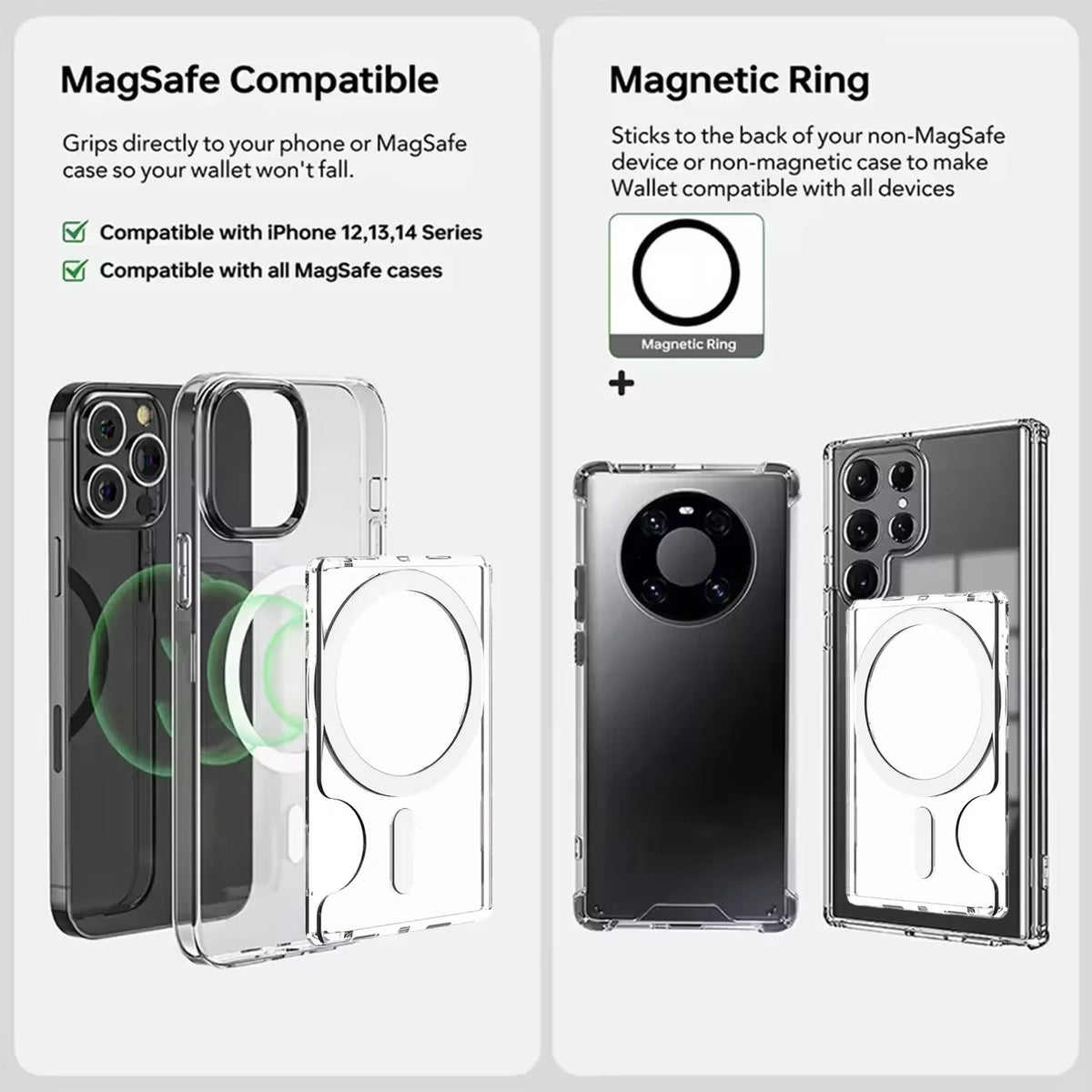 2026 Magnetic Clear PC Wallet Card Holder for iPhone 18 17 16 15 14 13 12 Pro Max Plus Mini Magsafe Case Cover Accessories