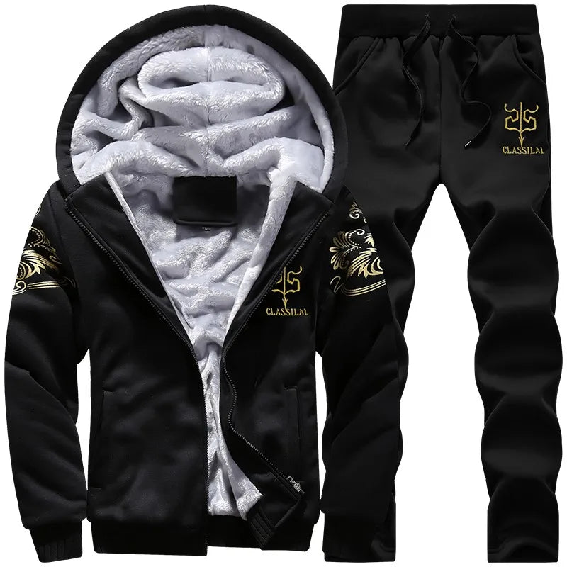 Men's Winter Sets 8XL Tracksuits Hoodies Casual Hooded Warm Sweatshirts Thicker Fleece Jackets Pants 2-Piece Men's Sweatshirts