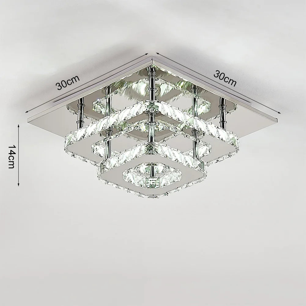 Plafonnier LED Voltsify 36W Lustre en cristal Lampe suspendue, blanc froid