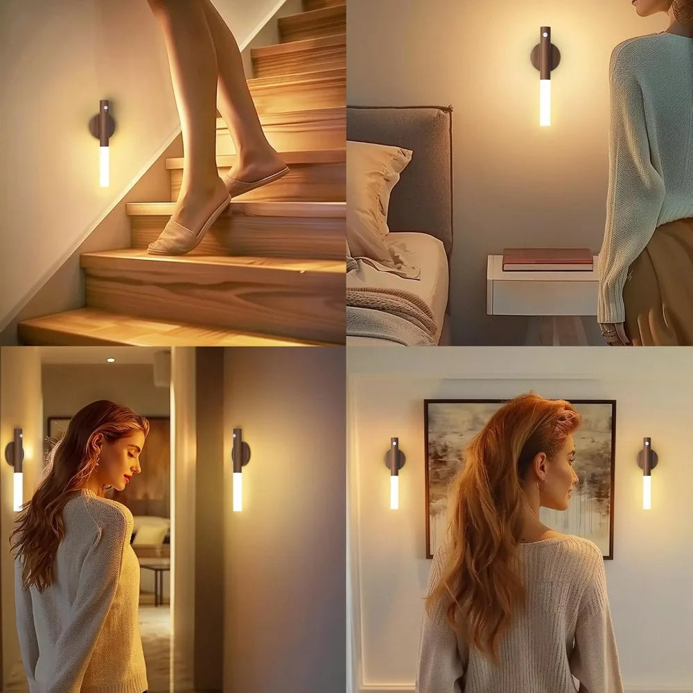 Veilleuse LED à détection intelligente, rechargeable par USB, pour table de chevet, maison et armoire, avec capteur de mouvement
