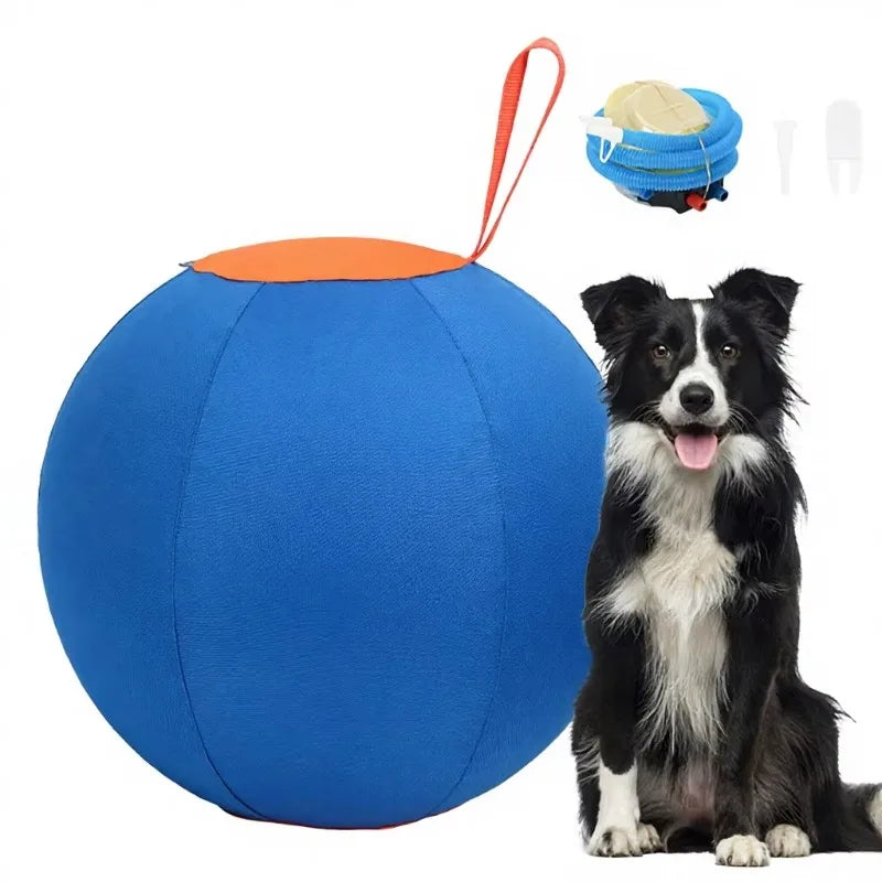 Mascota | Juguete para lanzar para perros, pelota grande inflable de poliéster duradero, para masticar, dentición, aburrimiento y entretenimiento autónomo, resistente