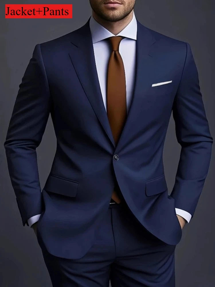 Elegant Men's 3pcs Suit- Slim Fit Tuxedo Set for Weddings& Formal Occasions Perfect for Office Meetings and Elegant Events