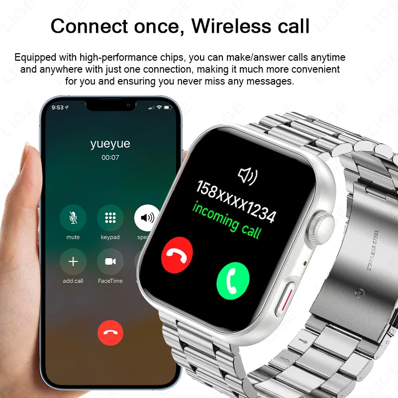LIGE New 1.83" AMOLED Screen Sports Smart Watch For Men Built-in 24 Hours Daily Monitoring Man Watches Bluetooth Call Smartwatch