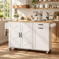 Kitchen Island Cart with Storage & Trash Bin, Mobile Kitchen Trolley on Wheels, Customized