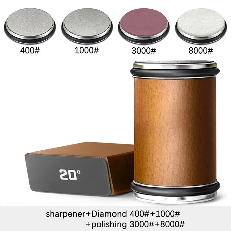 Niiruo Roll-Messerschärfer-Set, doppelseitiger Diamant-Messerschärfer mit magnetischem Schleifwinkel von 15/20°, Wetzstein-Set für Küchenmesser