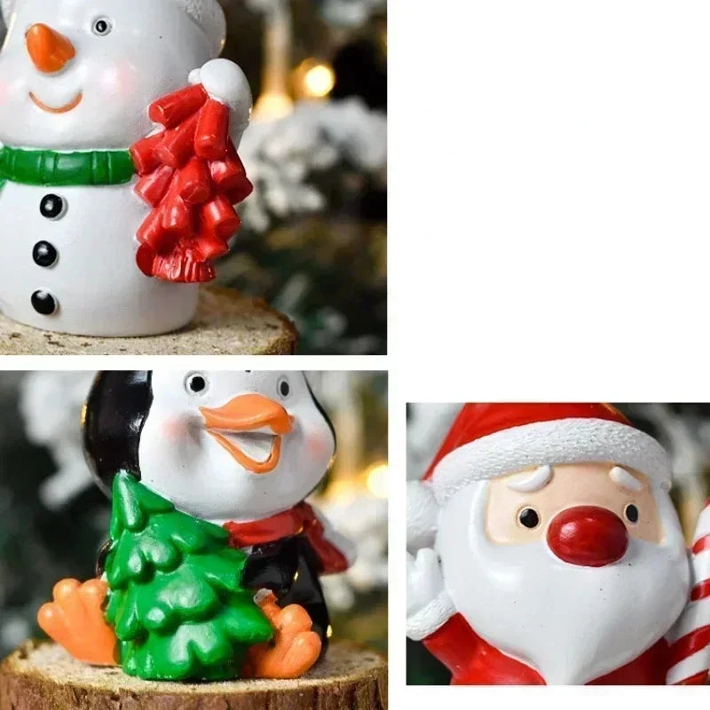 Série de Noël Artisanat Résine Animaux Fête Créatif Mini Sapin de Noël Vieille Fille Enfants Cadeau Mignon Fournitures de Décoration d'Intérieur Décor