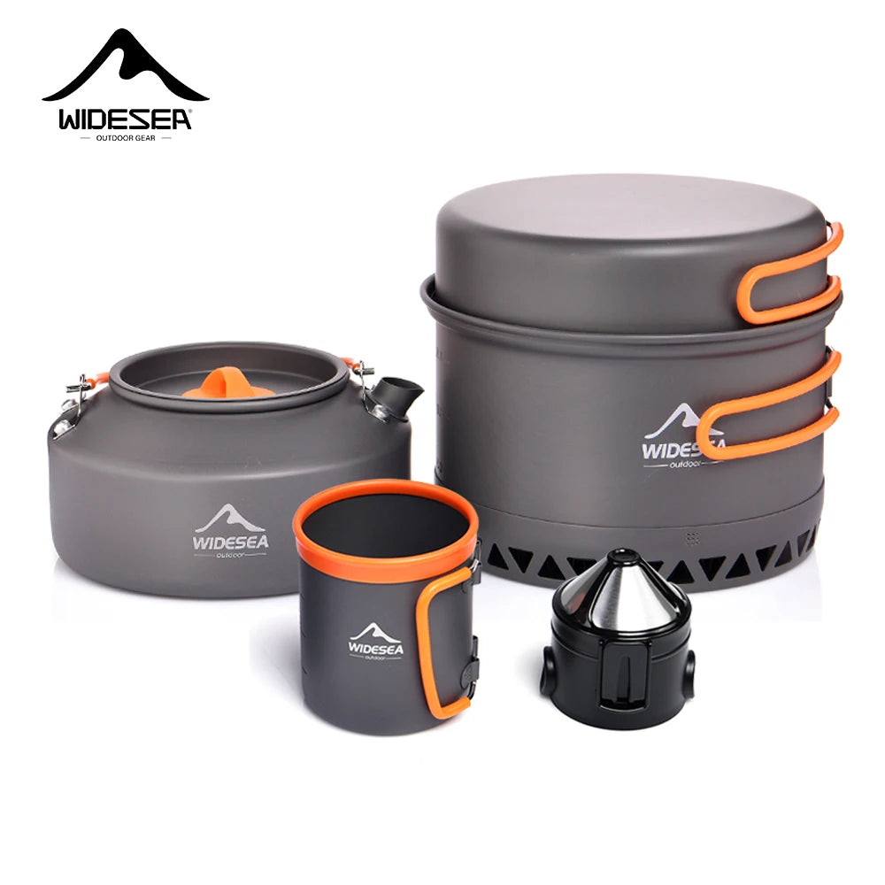 Juego de utensilios de cocina para camping, ollas para exteriores, hervidor turístico, taza de café, filtro, equipo de cocina, utensilios, senderismo, picnic, viaje
