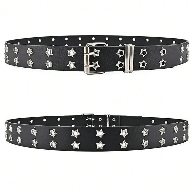 Ceinture de mode pour femme au style punk, ajourée et ornée d’étoiles, décontractée pour l’automne, Halloween