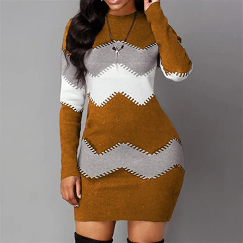 Damen-Strick-Minikleid mit Rollkragen