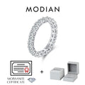 MODIAN Anillos de alianza de moissanita D color deslumbrante en plata de ley 925, anillos de moda de lujo apilables para mujer, joyería fina