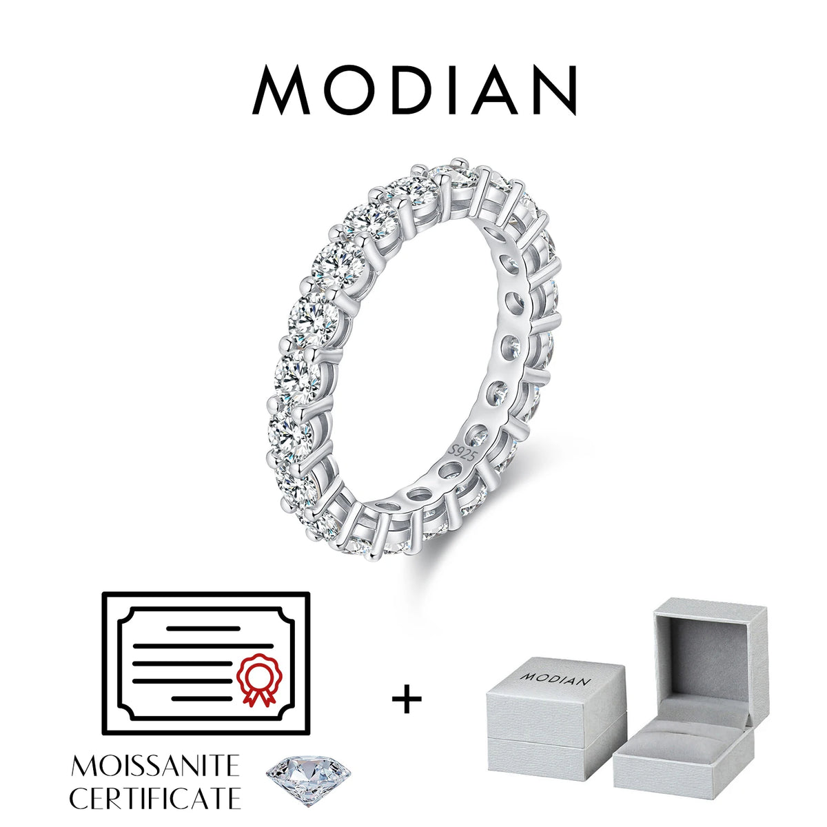 Anello eternity MODIAN in argento 925 con moissanite