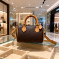 Women Mini Vintage Boston Handbag Top Handle Cylinder Crossbody Bag Detachable Wide Strap Luxury Faux Leather Zipper Daily Purse