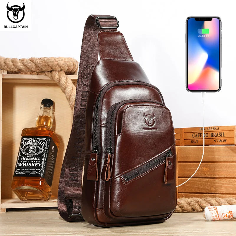 BULLCAPTAIN XB127 Genuine Leather Chest Bag