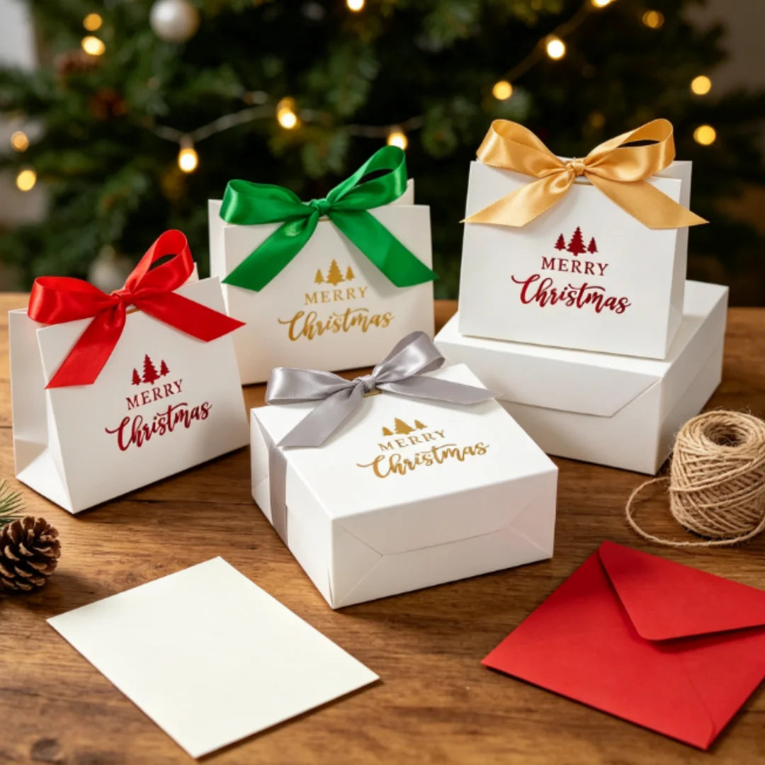 Christmas Kraft Paper Gift Boxes Xmas Candy Cookie Packaging Box Merry Christmas Party Favor Box Holiday Decoration Supplies