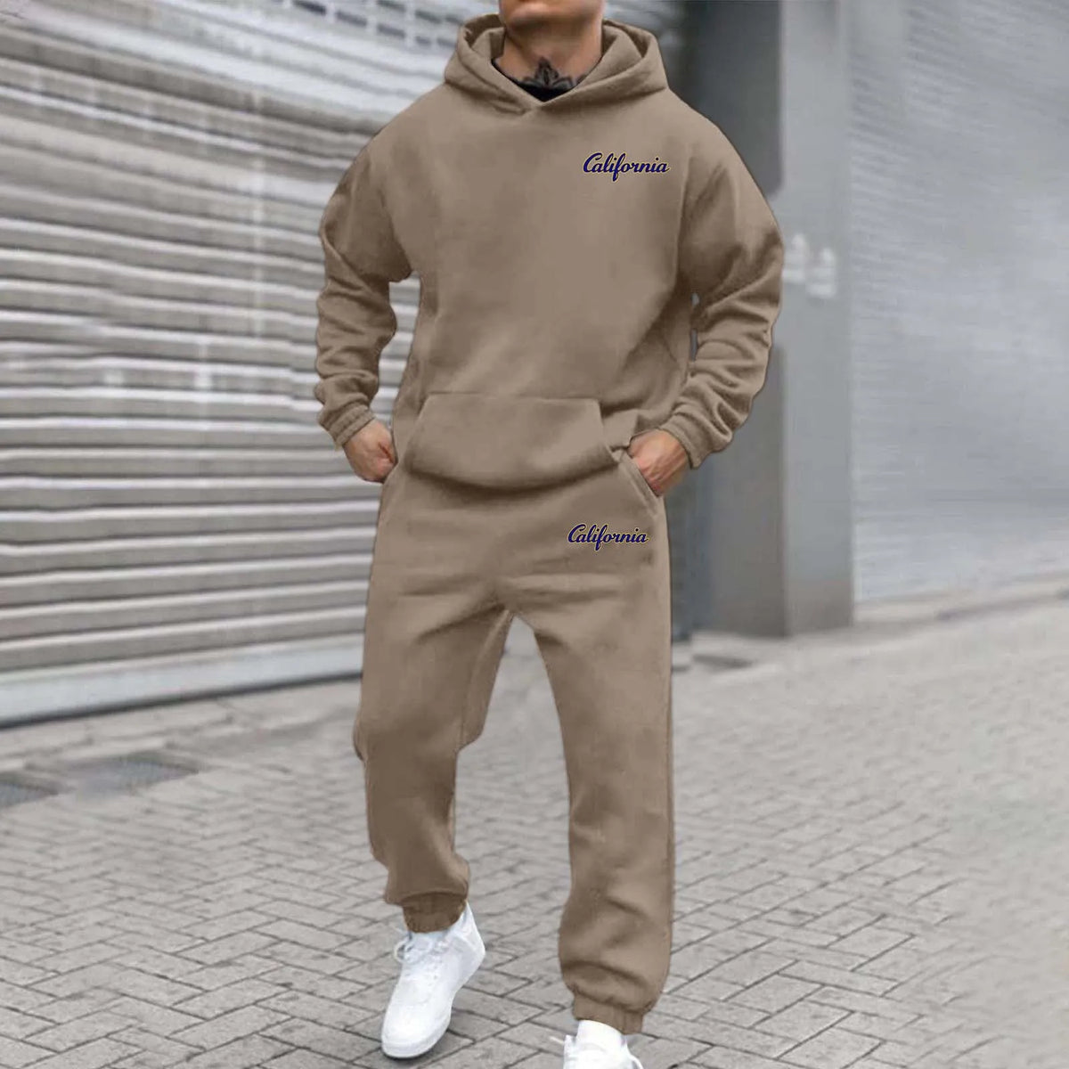 2026 letter printed sportswear set men's hooded sweatshirt long pants set spring and autumn winter warm suit Tracksuit