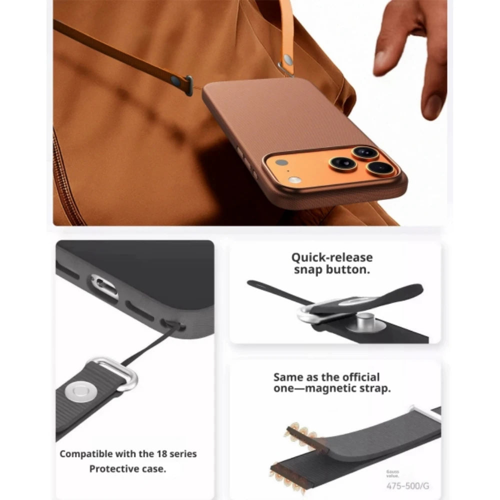 Original Phone Case Adjustable Anti-lost Magnetic Woven Strap For iPhone 18 Pro 17 Pro Max Original Apple Lanyard Accessories