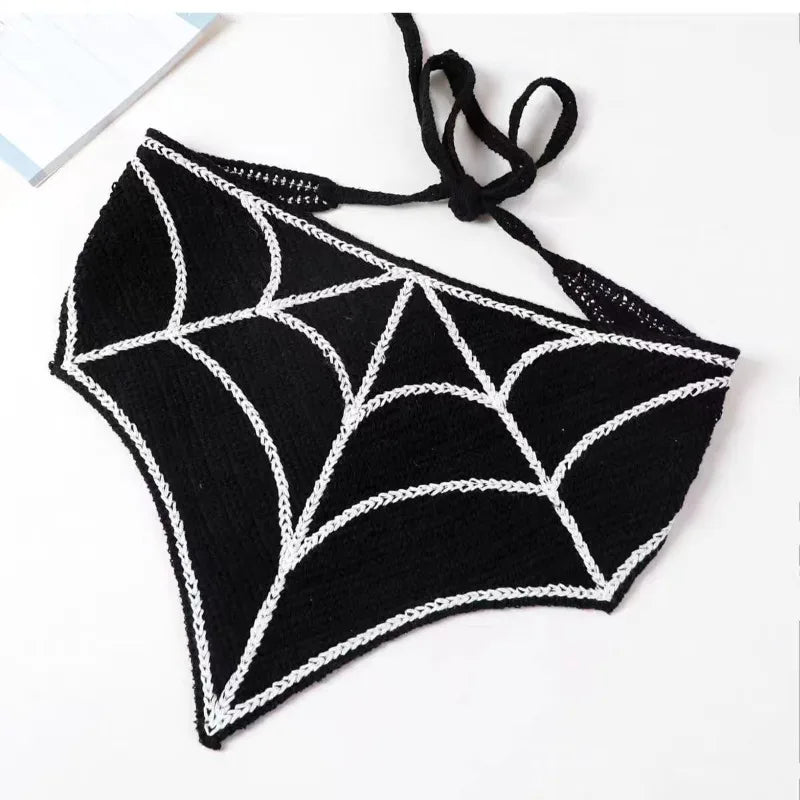 Neue Fledermaus-Halloween-Tasche, Kopftuch, gestrickter dreieckiger Baumwollschal mit Totenkopf und Spinne, Stirnband, Kopfbedeckung für Damen und Mädchen, Geschenk zum Allerseelentag