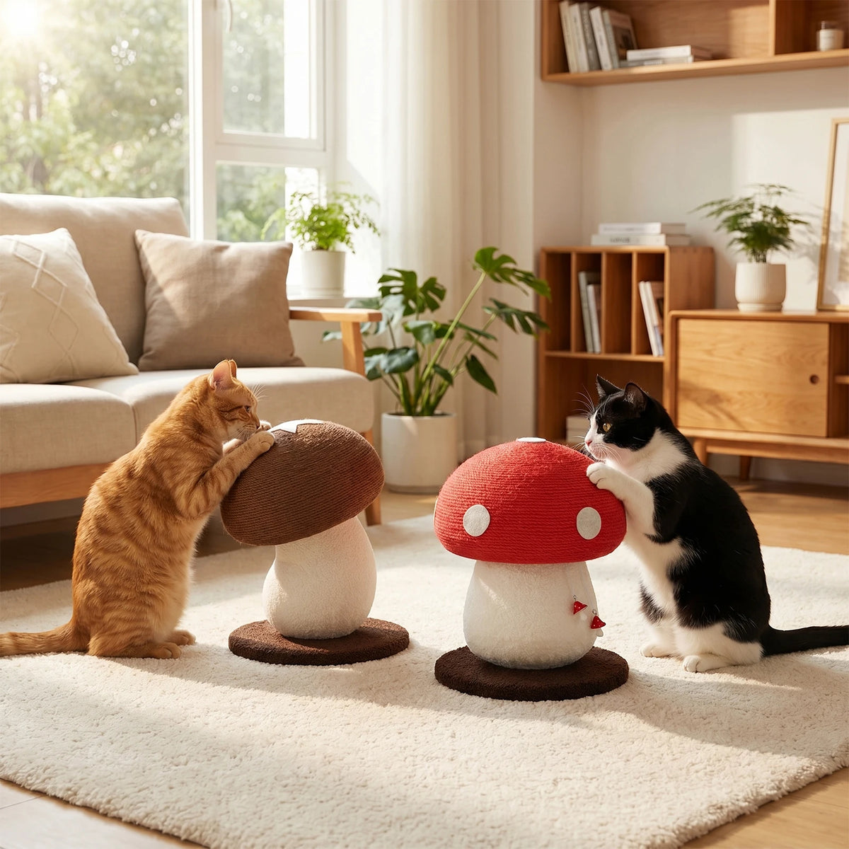 Pilzförmiger Katzenkratzbaum aus Sisalseil, robuster Kletterpfosten & Spielzeug für Wohnungskatzen, kratzbaum ohne Fellverlust
