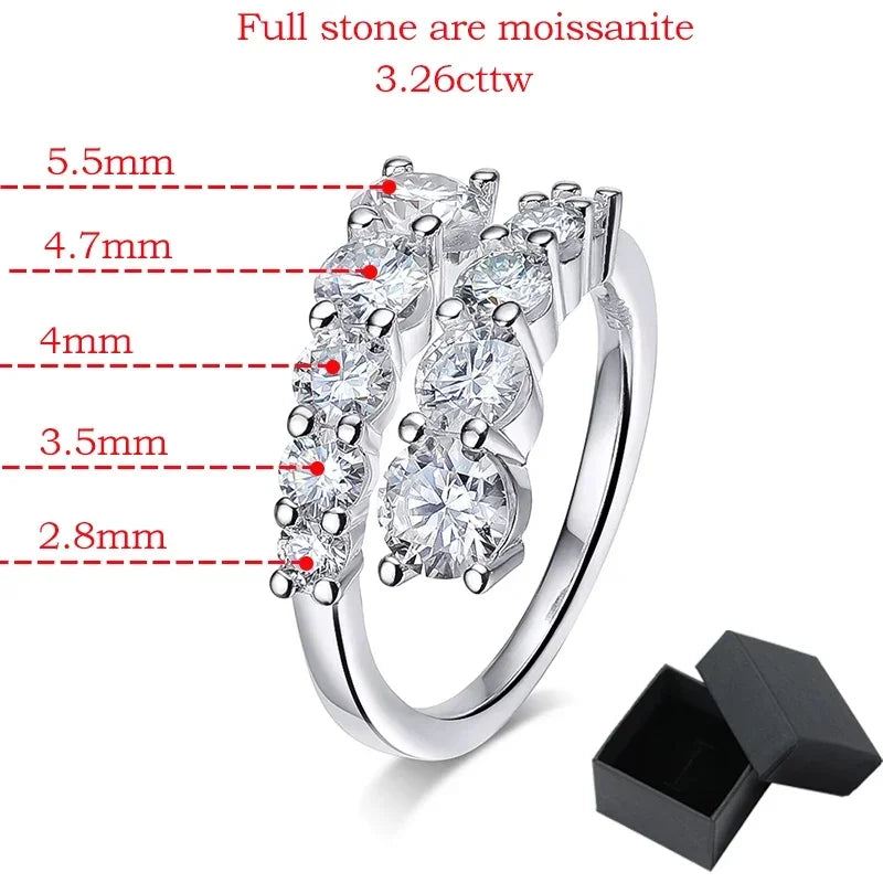 Anillo de mujer Smyoue de 10 piedras de moissanita, brillante y sin defectos, alianza de boda de diamante creado en laboratorio, joyería de plata de ley S925