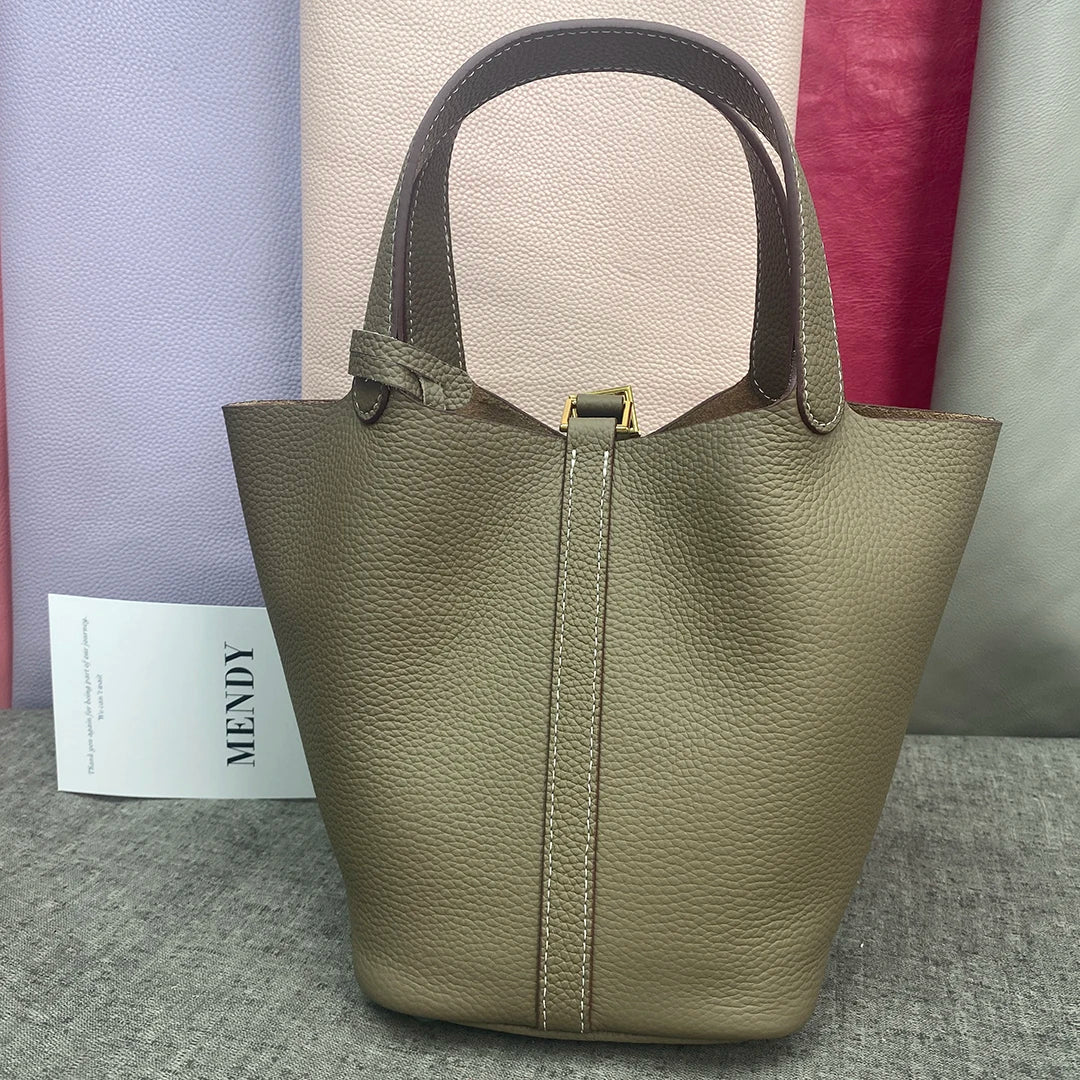 Women's Bag Bucket Bags Female Tote Bag High Quality Hand Bag Ladies Designer Luxury Genuine Togo Leather Shoulder Bag Organizer