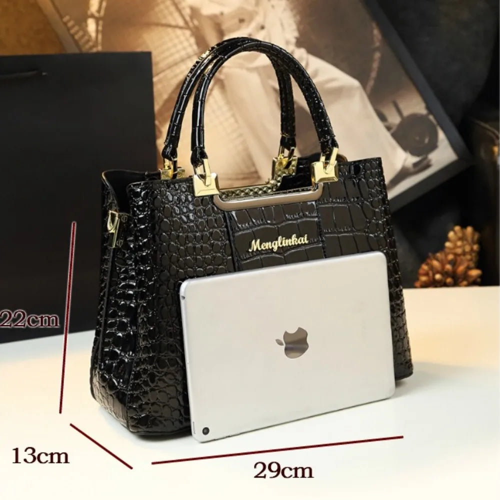 2026 New Fashionable Crocodile Pattern Elegant Middle-Aged Women's Bag Light Luxury Brand Handbag