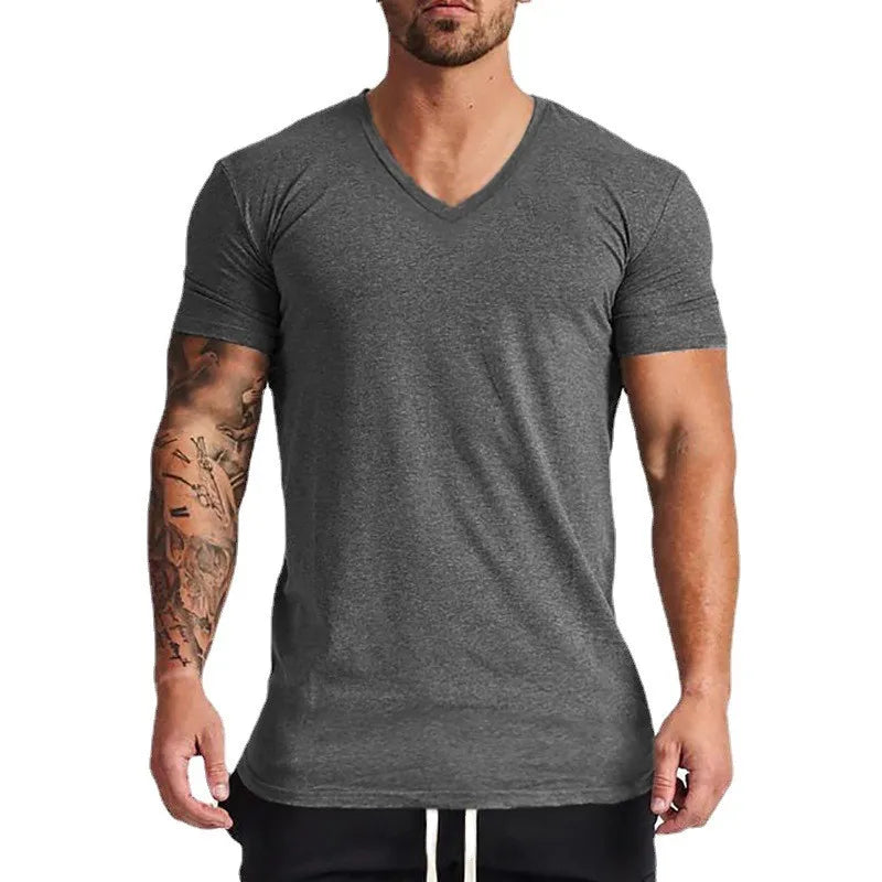 T-shirt uomo in cotone con scollo a V