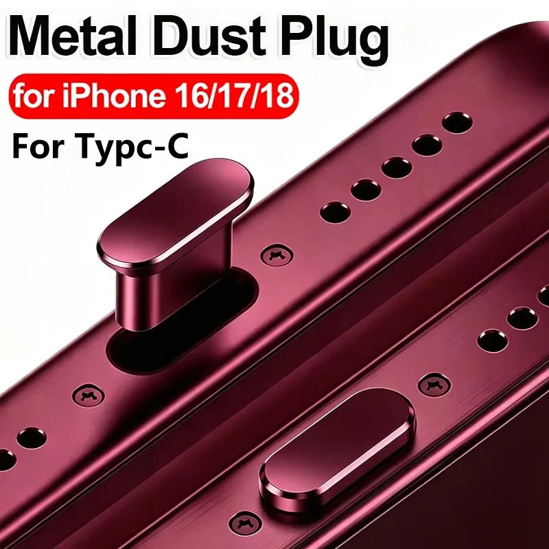 1-5Pcs Metal USB Type C Dust Plug For iPhone 18 17 16 Pro Max Mobile Phone Type-C Charging Port Protector Cover Cap Stopper