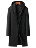 Men Hooded Woolen Blends Cashmere Long Casual  Wool Coats Trench Coats Male Winter Coats Business Casual Winter Jackets Size 4XL