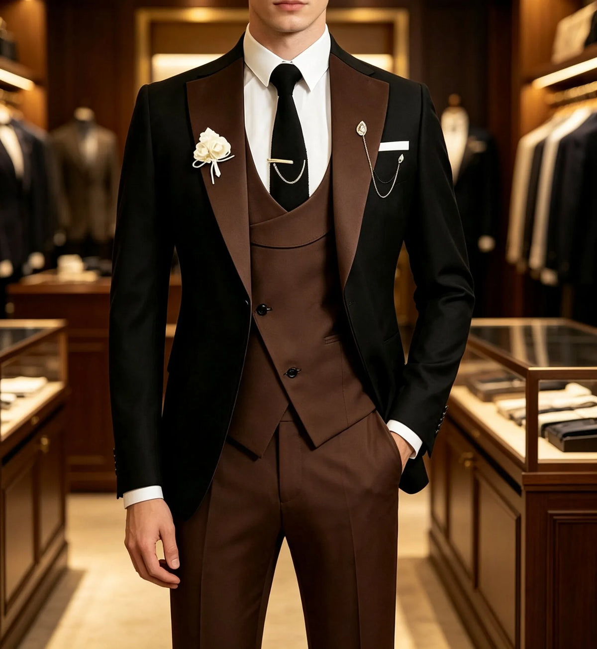 Men Fashion Casual 3 Piece Suit Set Slim Fit Blazer Vest Pants Long Trousers Lightweight Breathable Daily Travel Party Outfit