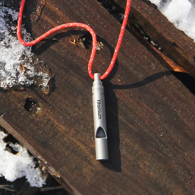 Tiartisan Titanium Emergency Whistle With Lanyard Outdoor Camping Exploring Portable Loud Survival Whistle Ultralight Edc Tools