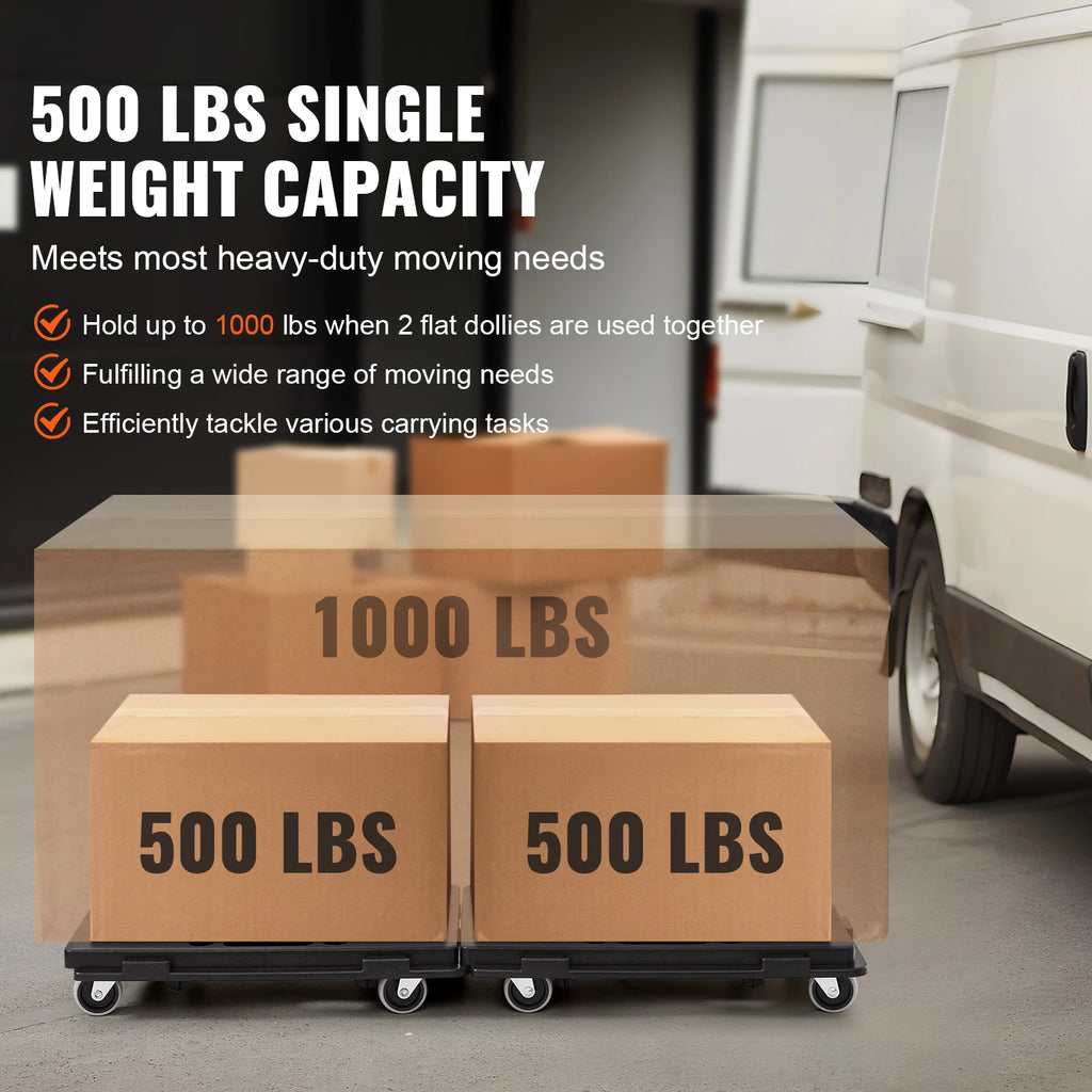 SucceBuy Lot de 2 chariots à palettes pour déménagement de meubles, capacité de 500 lb chacun, avec 4 roues, petit chariot à plateau pour machines industrielles