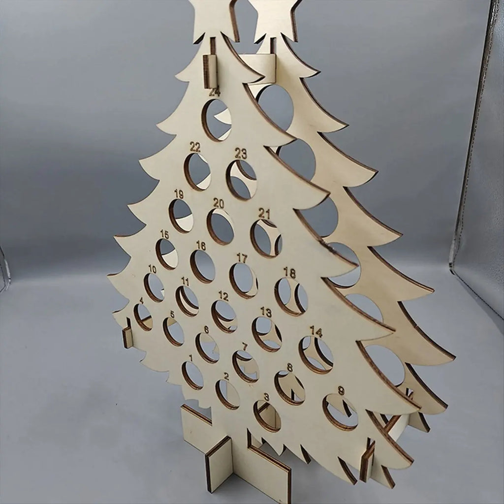 Delighted - Christmas Tree Calendar Holiday Wine Rack Wine and Spirits Gift Decoration Home Calendar Decoration