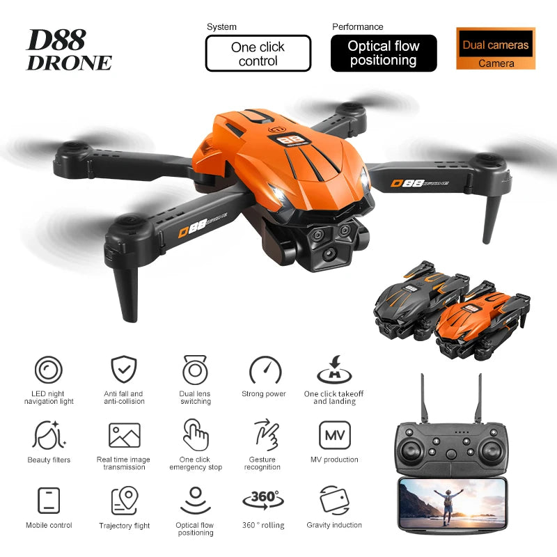 Drone D88 con videocamera 4K e telecomando