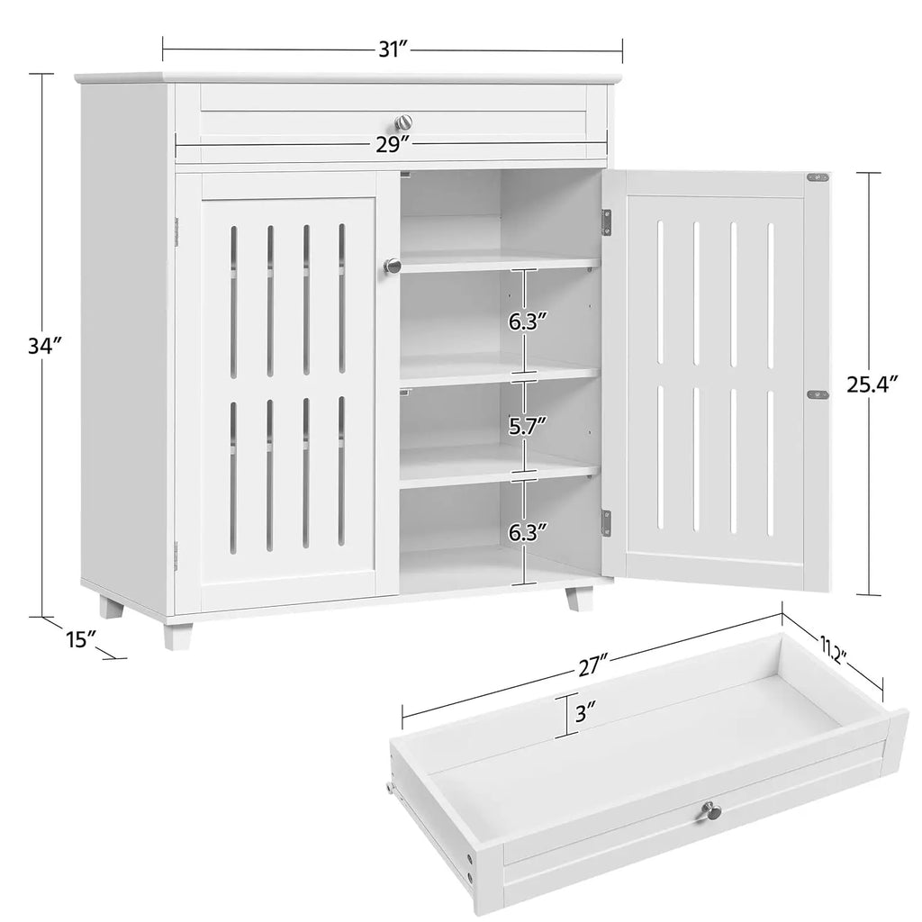 Storage Cabinet and Storage with Louvered Doors for Home,White, Customized