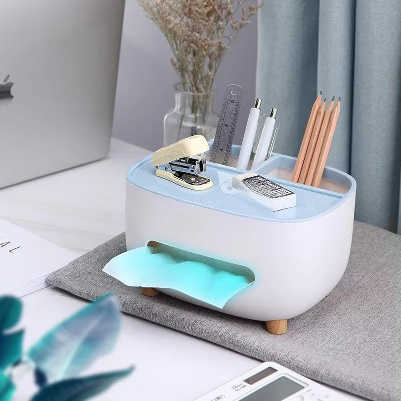 New Tissue Box and Napkin Holder, Remote Control Storage, Desk Organizer, Office Multifunctional Storage Container for Household Items, Home Gift