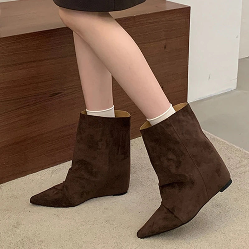 Stivaletti donna Liyke effetto suede con rialzo interno