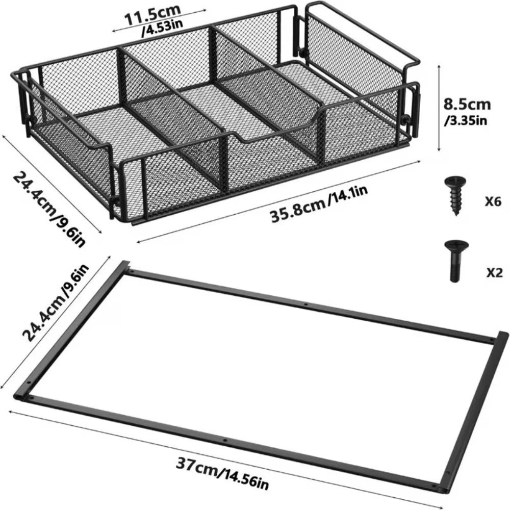 Under-Desk Pull-Out Metal Storage Drawer