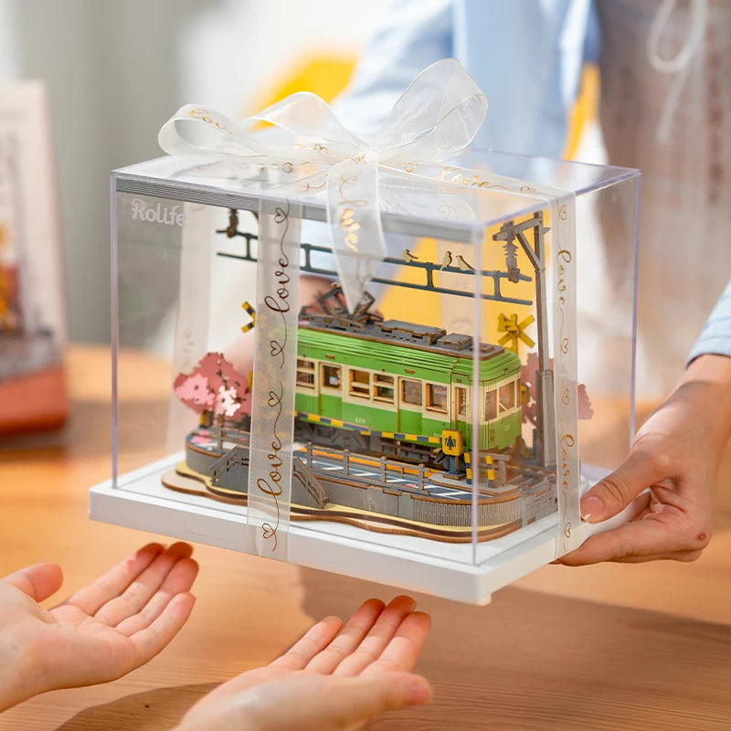 Robotime Rolife Sakura Journey Coche de madera para armar Rompecabezas 3D de madera ecológico para niños Kits de bloques de construcción Juguetes divertidos