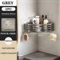 Estanterías de baño de aleación de aluminio, estante esquinero de pared tipo trípode, engrosado y sin perforaciones, organizador de ducha para accesorios de baño