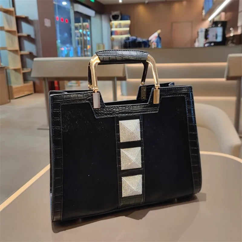 Genuine Leather Women's Handbag Luxury Fashion Real Rabbit Hair Single Shoulder Messenger Bag Large Capacity Portable Tote Bags