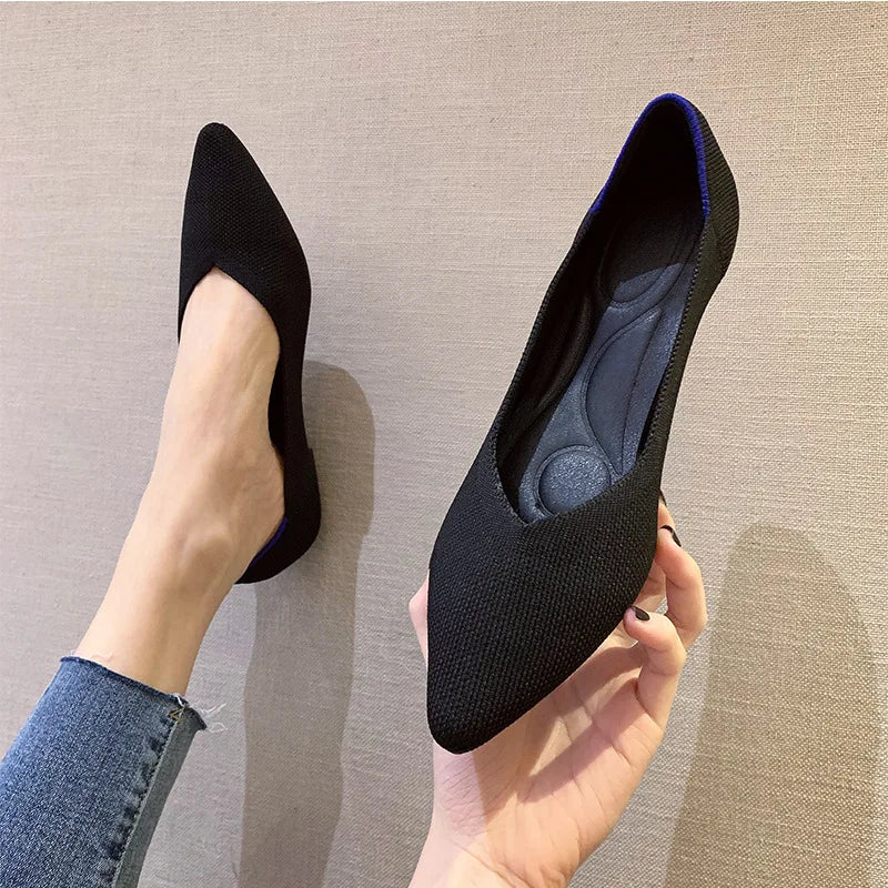 Ballerine da donna a punta con tomaia in cotone