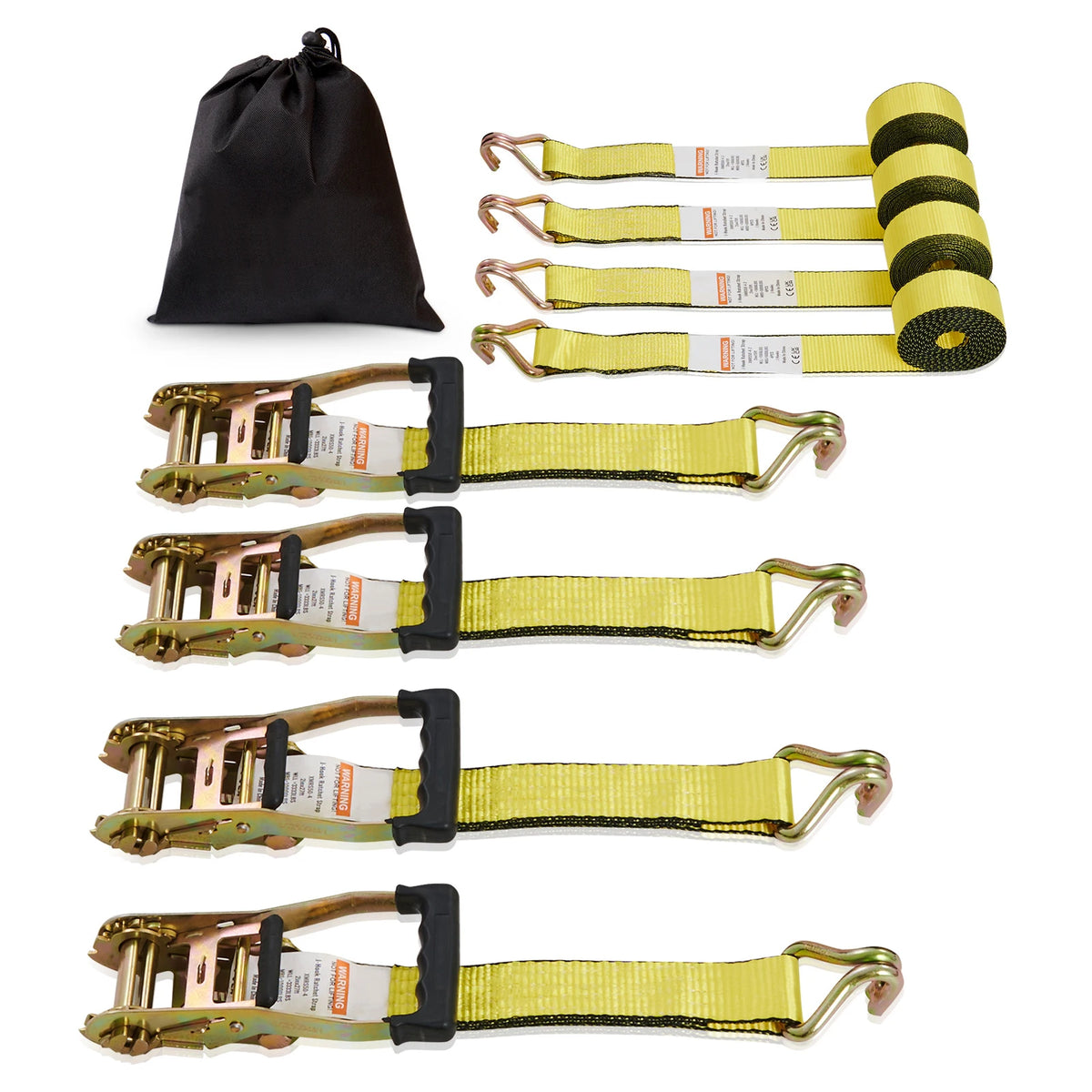 Set di 4 cinghie a cricchetto per fissaggio carichi