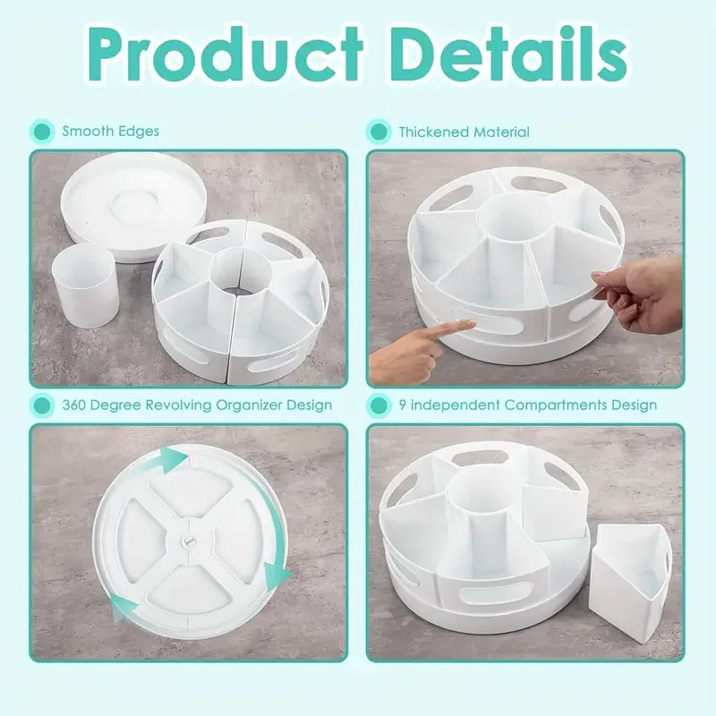 Rotating Desk Organizer with 7 Removable Bins