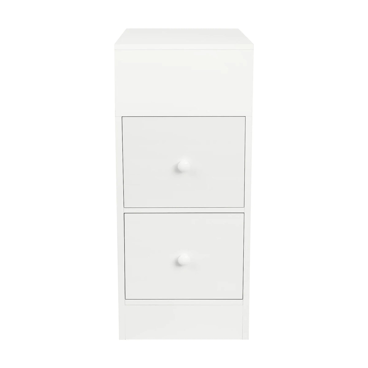 Juego de 2 mesitas de noche estrechas con 2 cajones, con compartimento abierto, para espacios reducidos, para dormitorio o salón, roble/blanco