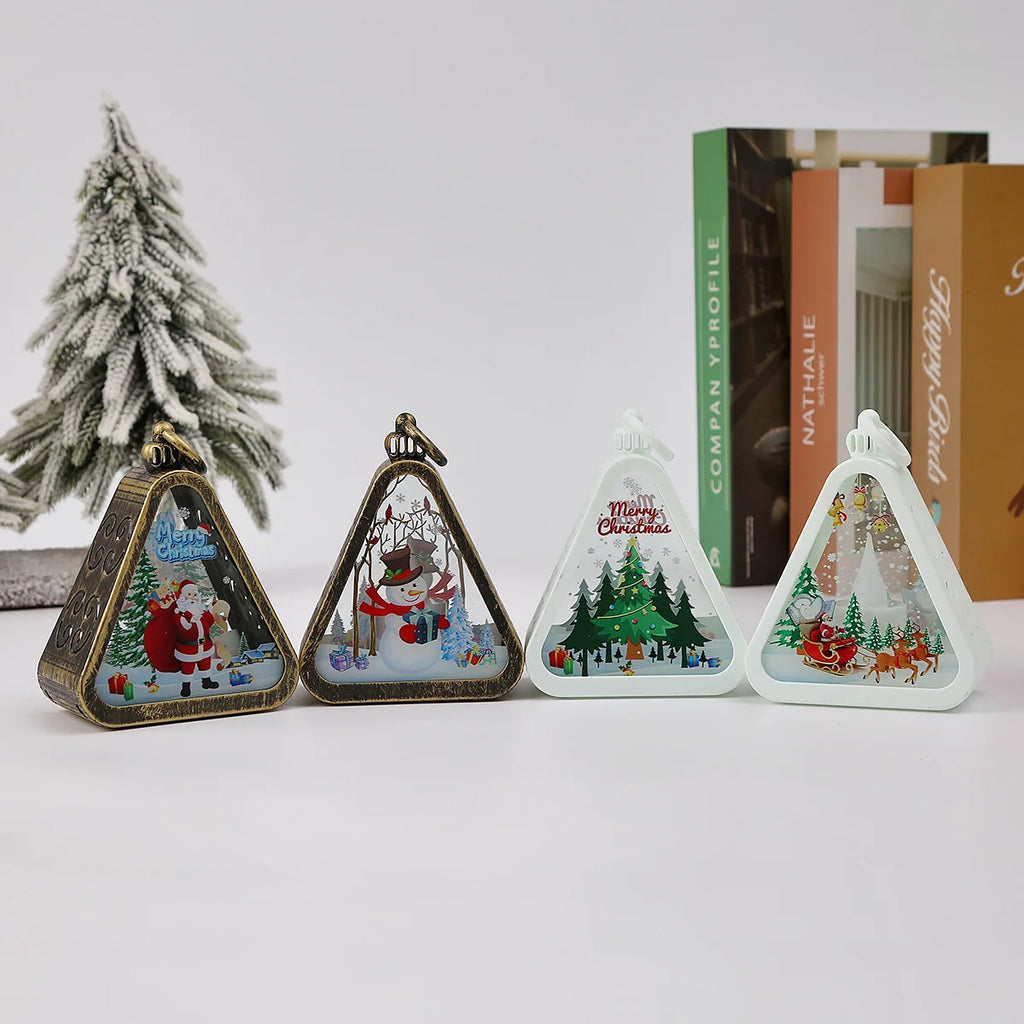 Lanterne veilleuse LED rétro de Noël | Décoration lumineuse de Noël pour fenêtre et table, accessoire d'ambiance, cadeau des fêtes