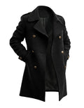 Men Wool Blends Double Breasted Overcoat Lapel Trench Coat Classic Formal Work Y2k Streetwear Thick Warm Jacket Autumn Winter