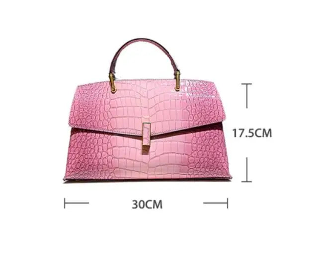 2026 New Genuine Leather Women's Handbags Luxury Fashion Lady Top Handle Shell Bag Crocodile Pattern Shoulder Crossbody Bags