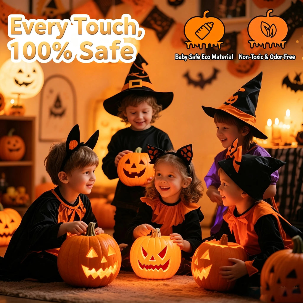 LED Triple-Layer Glowing Pumpkin Decor, Battery-Powered Light-Up Pumpkin Ornament, Halloween Festival Home Party Decoration